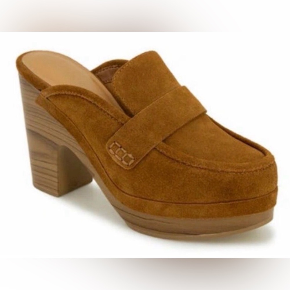 Splendid Clogs Vina Platform Size 10 Tan Suede Leather Slip On Shoes NEW‎